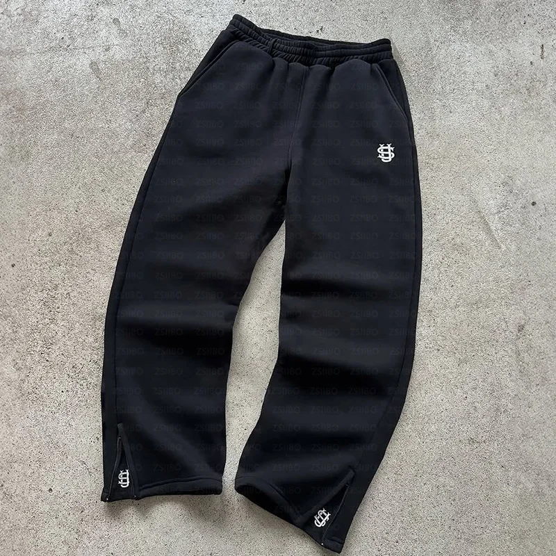Street Style Loose Fit Embroidered Logo Men's And Women's Casual Pants Couple Matching Y2K Rap Loose Trousers for All