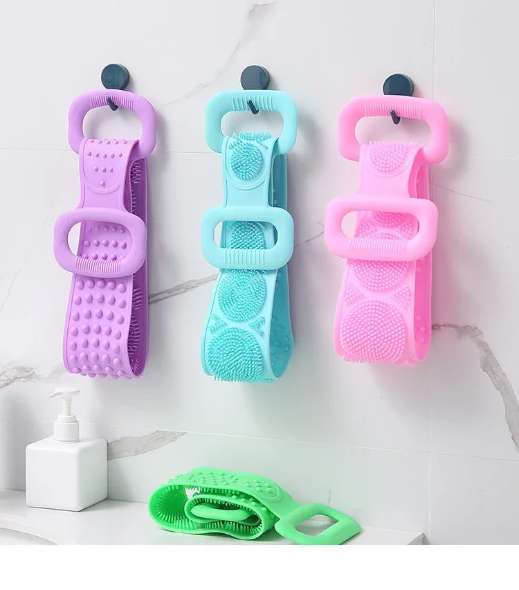 Körperschwamm, Silikonbürsten, Badetücher, Schrubber, Reiben, Rückenpeeling, Massage, Duschgurt, verlängerte Haut, saubere Bürsten