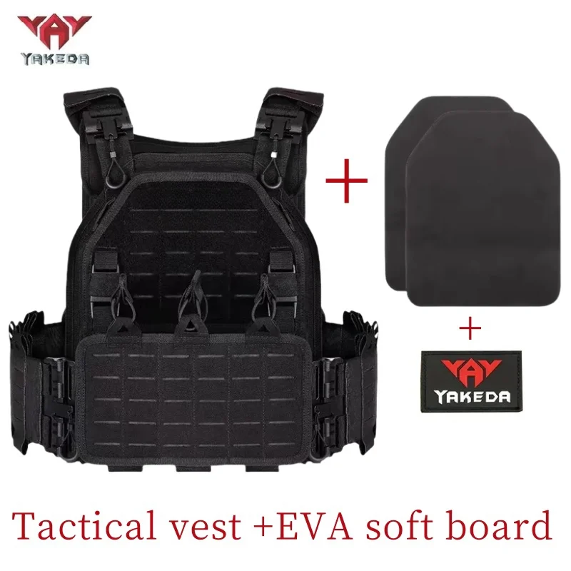 YAKEDA Taktische Weste 6094, schnell abnehmbare, leichte, lasergeschnittene Outdoor-Jagd-Weste mit schwarzen Ausrüstung und hoher Qualität 3