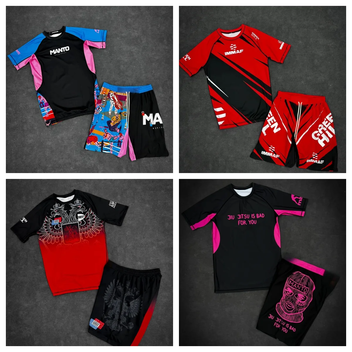 Nuevo Conjunto Deportivo de Jiu Jitsu Manto 2026 para Hombre, Camiseta y Pantalones Cortos con Patrón Negro y Rosa, Secado Rápido, Traje de Entrenamiento BJJ, Nuevo para Niños