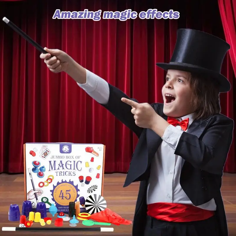 Magic Trick Kit Party Favors Magic Props Accessories Pretend Play Set Educational & Fun Kids Magic Toys Complete Kit for Stages