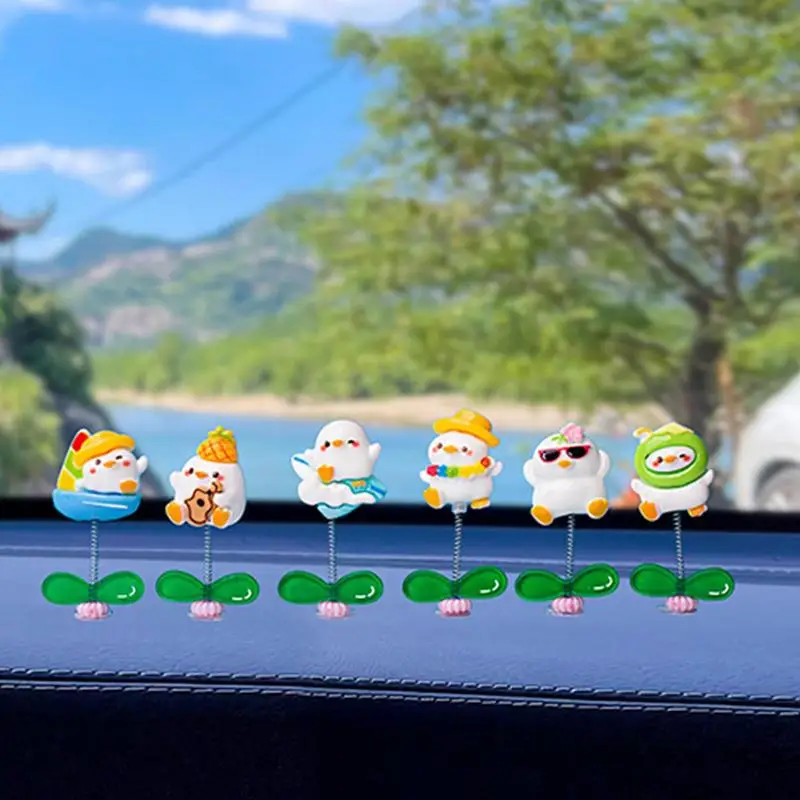 Shakinng Duck Dashboard Decorations Car Window Resin Duckling Decorations Non-Marking Car Interior Decors For Desk Bedside Table