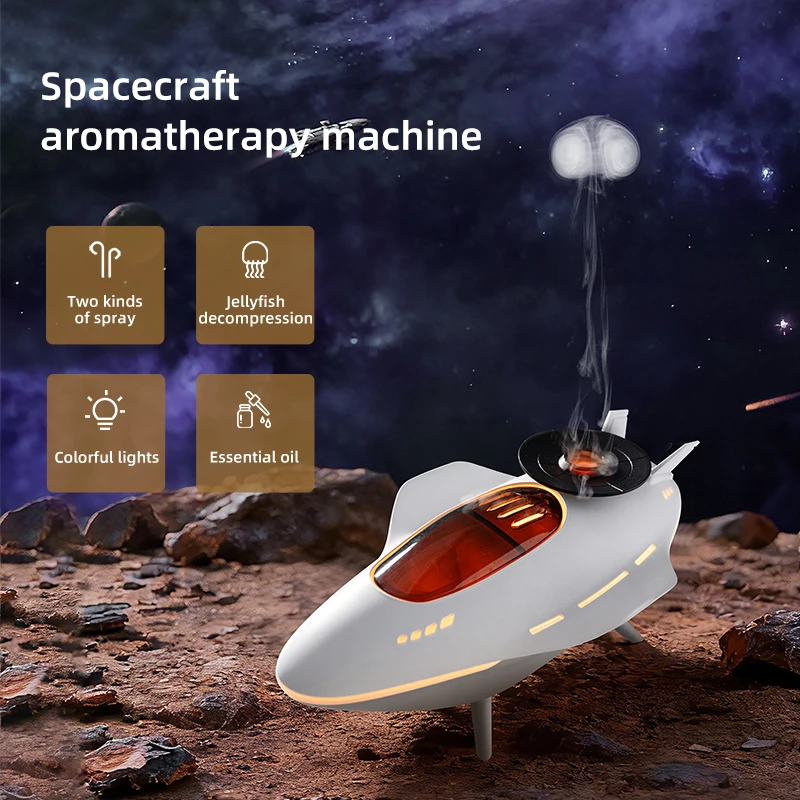 Spaceship Shaped Fragrance Diffuser, Desktop Decoration, Aircraft Model Design, Two Spray Modes, Air Humidifier, Aromatherapy
