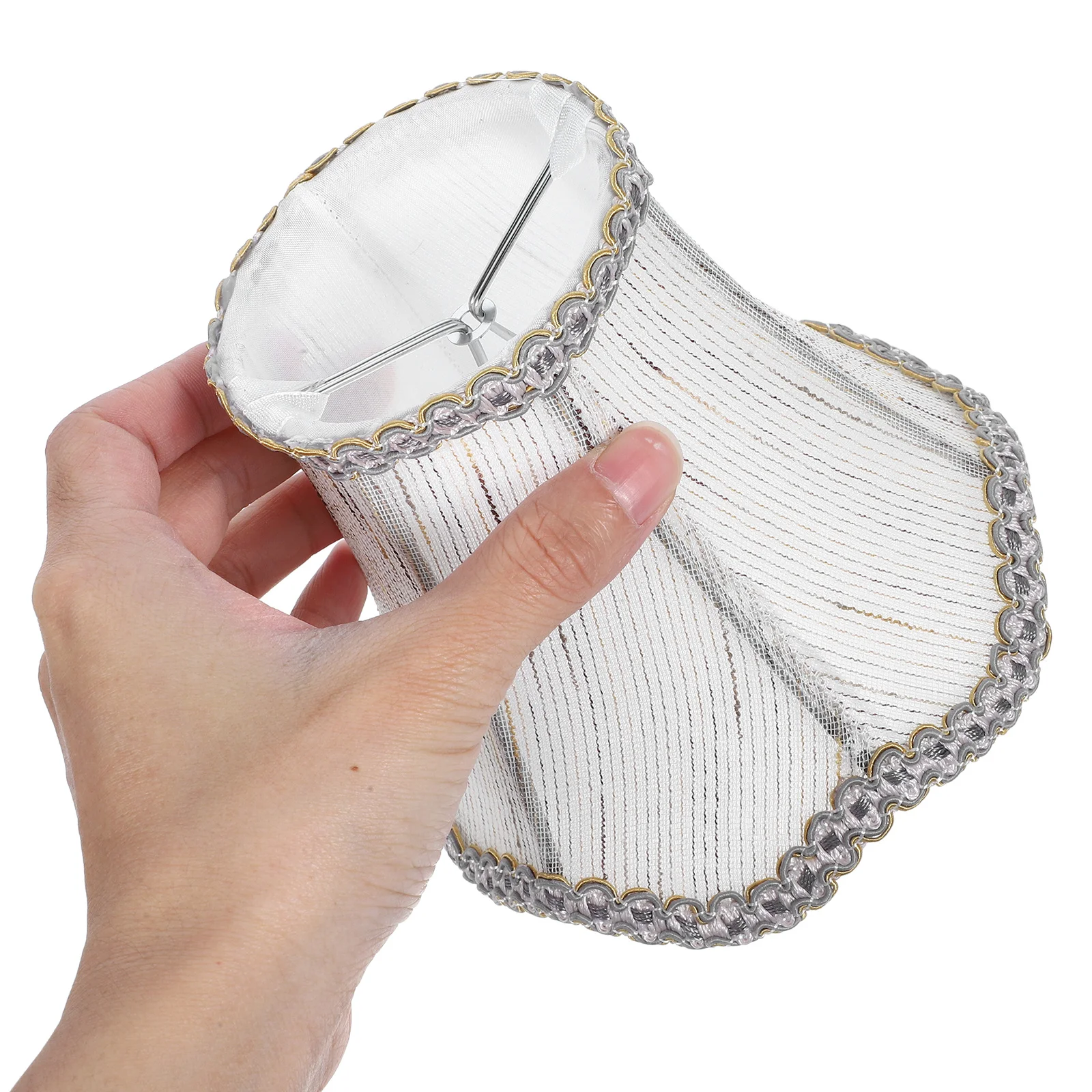 

Elegant Bell Shape Lamp Shade Cover in Cloth and Metal for Table Desk Floor Lamp Easy Install Replacement Shade for Home Hotel