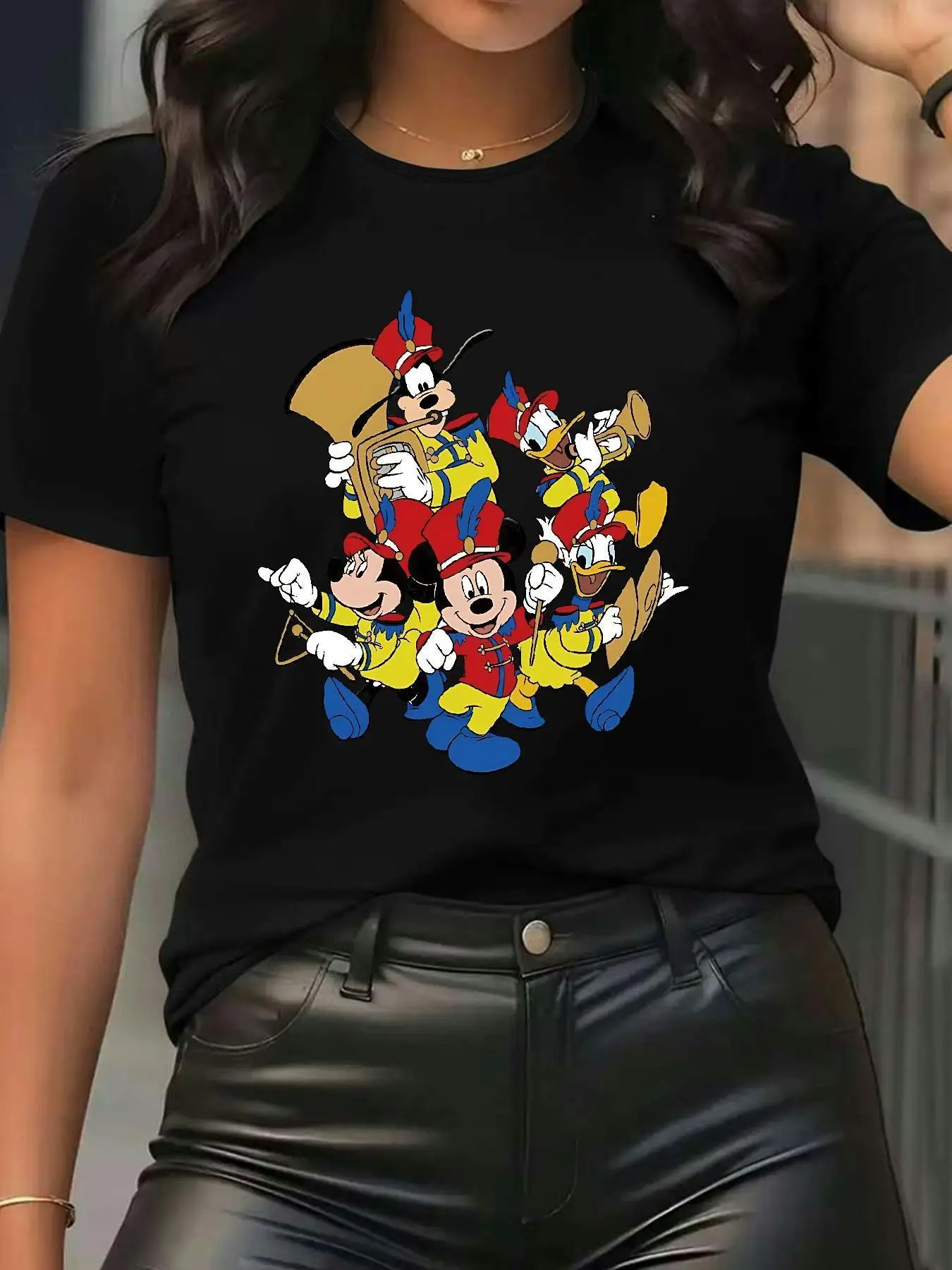 

Women's Mickey Mouse Print T-Shirt Short Sleeve Cotton Tees Cartoon Disney Mickey Women T-shirt Brand Summer Clothing Y2k Tops
