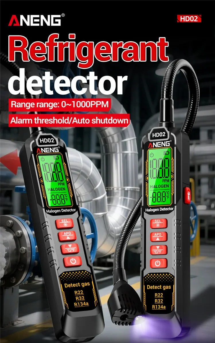 

ANENG HD02 Refrigerant Leak Detector Automotive AC Freon Halogen Leak Tester Air Conditioning Maintenance Tool