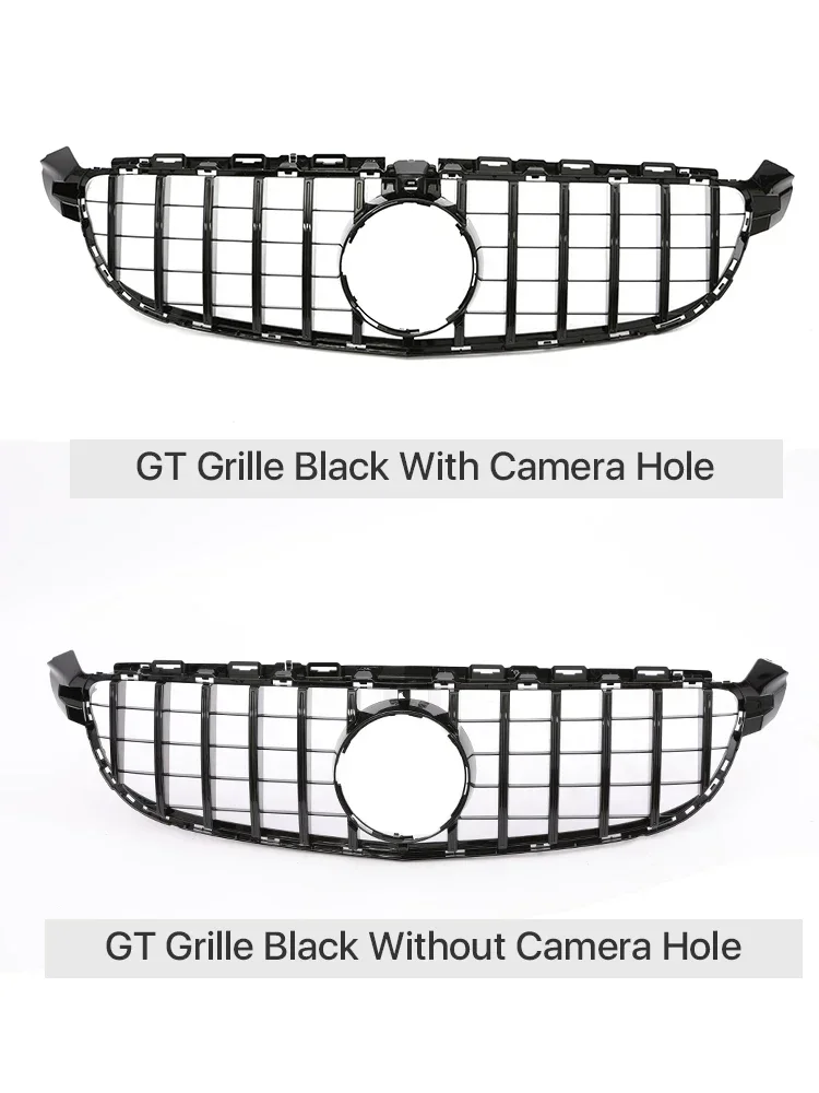 Front Bumper Grille Radiator Original GT C63 Grill For Mercedes Benz C63 AMG 2015-2021 Black Silver Grill Facelift Auto Part