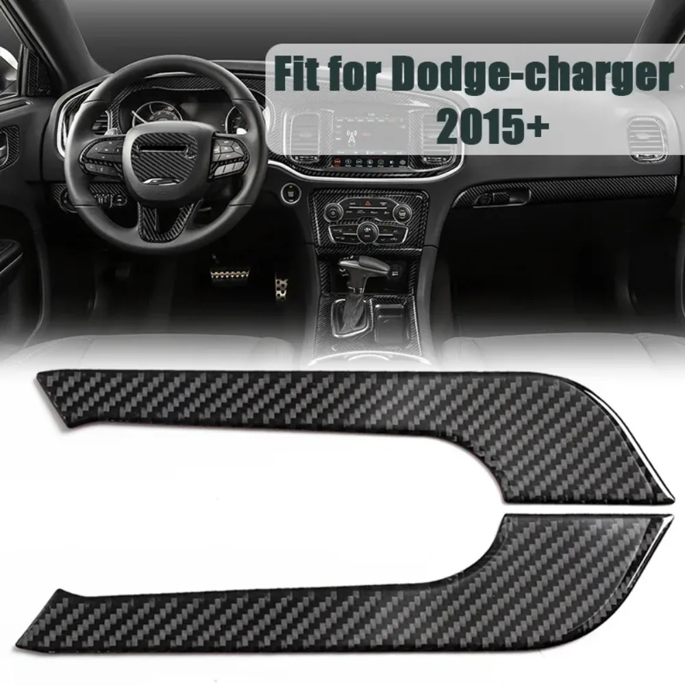 For Dodge Charger 2015-2022 Carbon Fiber Car Interior Cup Holder Trim Sticker Trim 2PCS Set