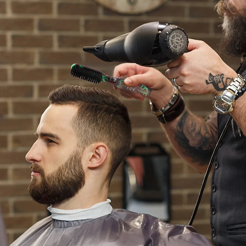 Pettine per barba da barbiere a 6 colori Pennello da barba da uomo su due lati Spazzole per barba Strumento per lo styling dei capelli per