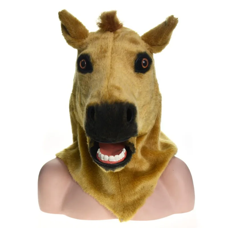 Horse Mascot Costume Can Move Mouth Head Suit Halloween Outfit Animal Mask Cosplay Adult Toys Gift