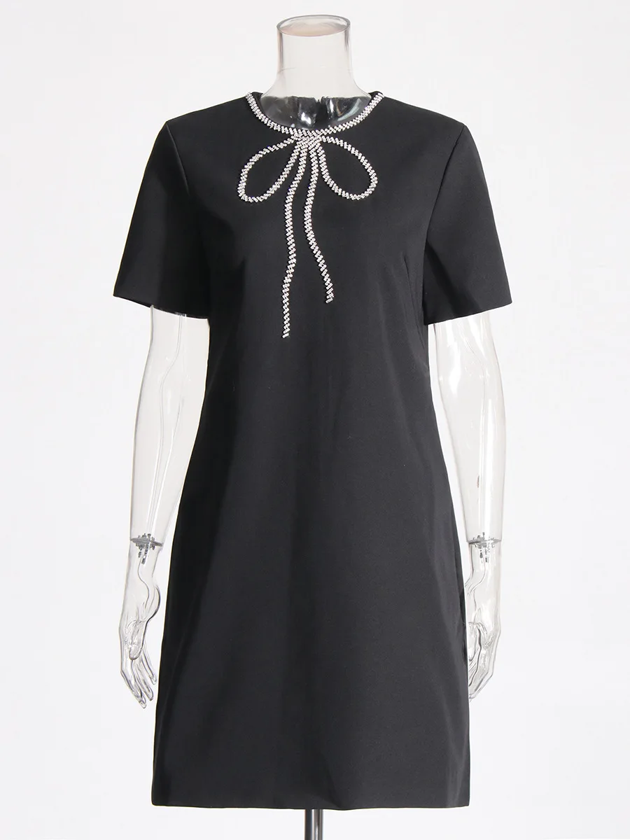 Women elegant fashional solid dress with bowkot,vintage stylr,perfect for office and daily,summer and autumn