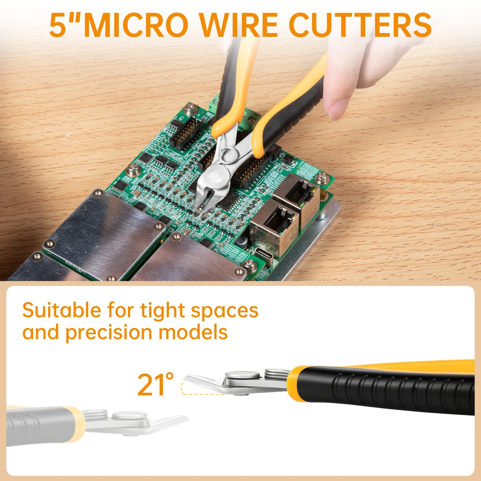 5 Inch Stainless Steel Wire Cutter Micro Flush Cutters, Precision Side Cutter Plier Sprue Cutting Snip for Electronics, Jewelry