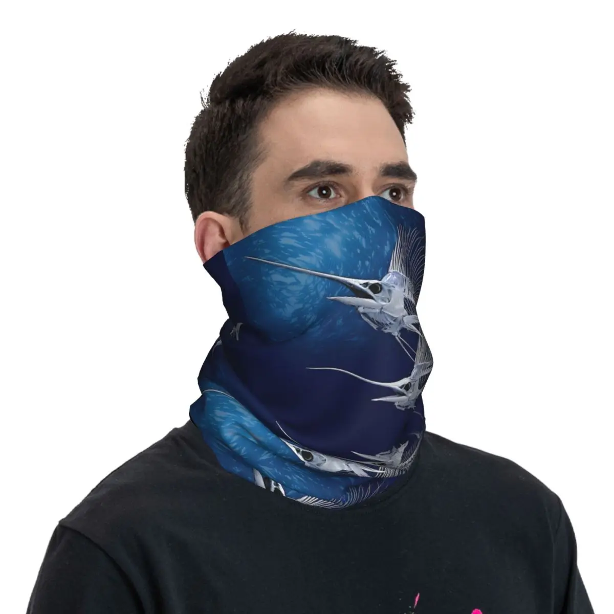 Sailfish Poster Scarf Neckerchief Neck Face Mask Polyester