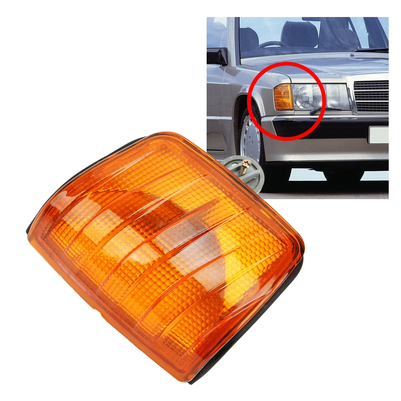 Front Turn Signal Corner Light Bright Light Shockproof Clear Visibility Fit For Mercedes-Benz 190 W201 1982‑1993 Left or Right