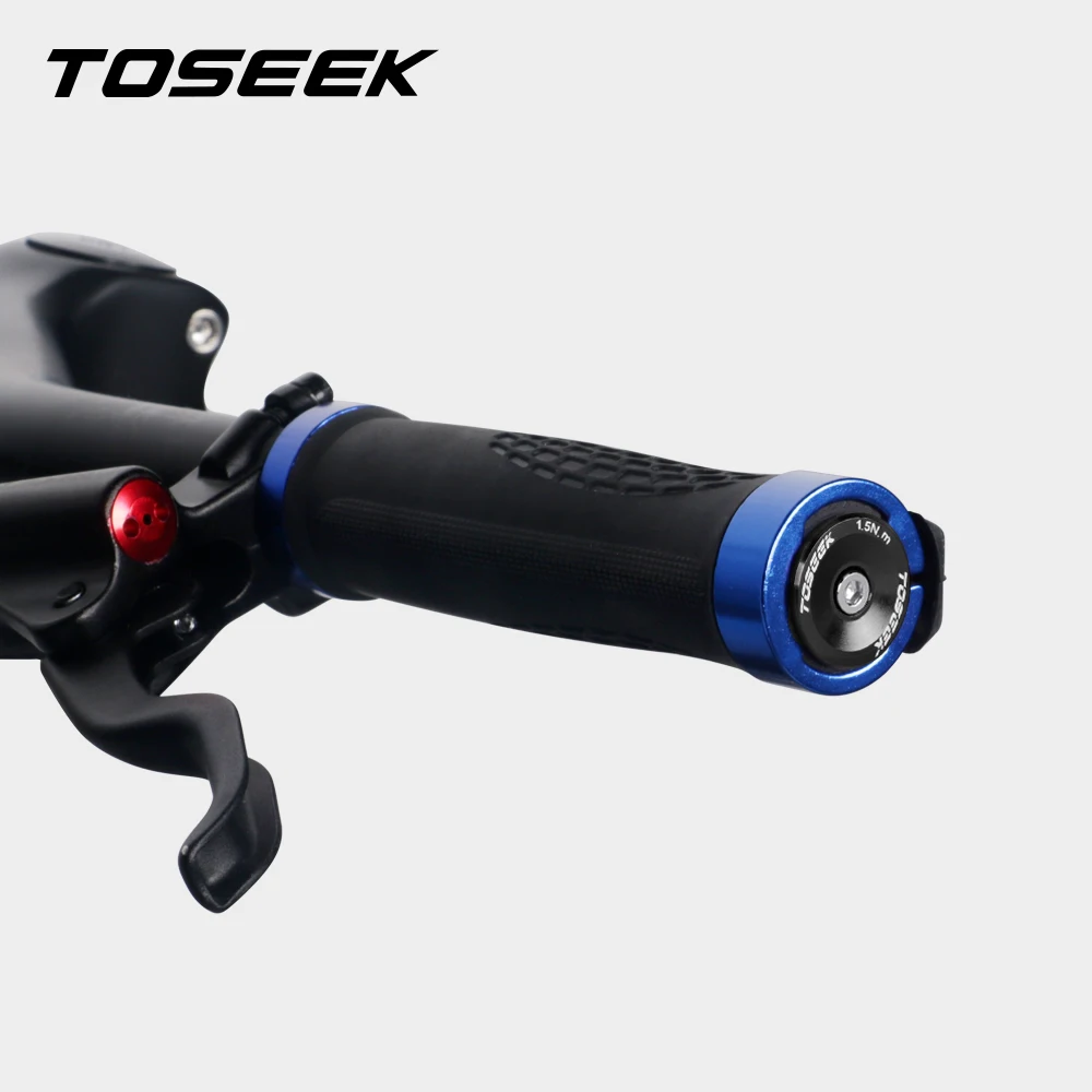 TOSEEK Bicycle Grip Handlebar End Cap Aluminium Alloy Lock MTB Handlebar Grips End Plugs for Bike Handlebar Accessory 1 Pair