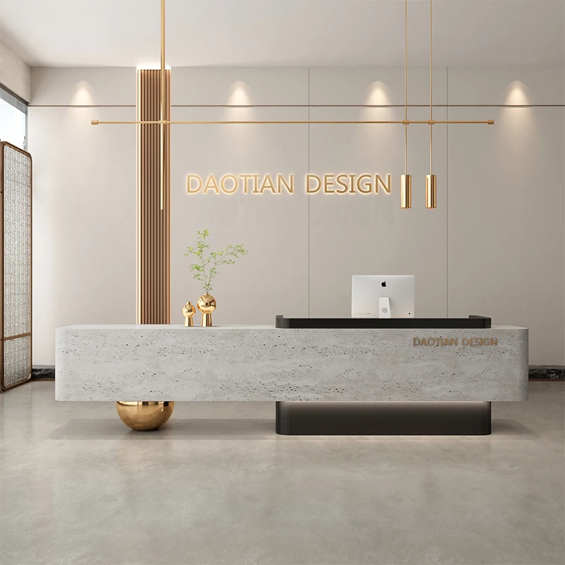 Kaufen Sie moderne Empfangsschreibtische, Restaurantregale, Firmenregale, einfache Empfangsschreibtische, Design, lange Comptoire Acc Diego, trendige Möbel