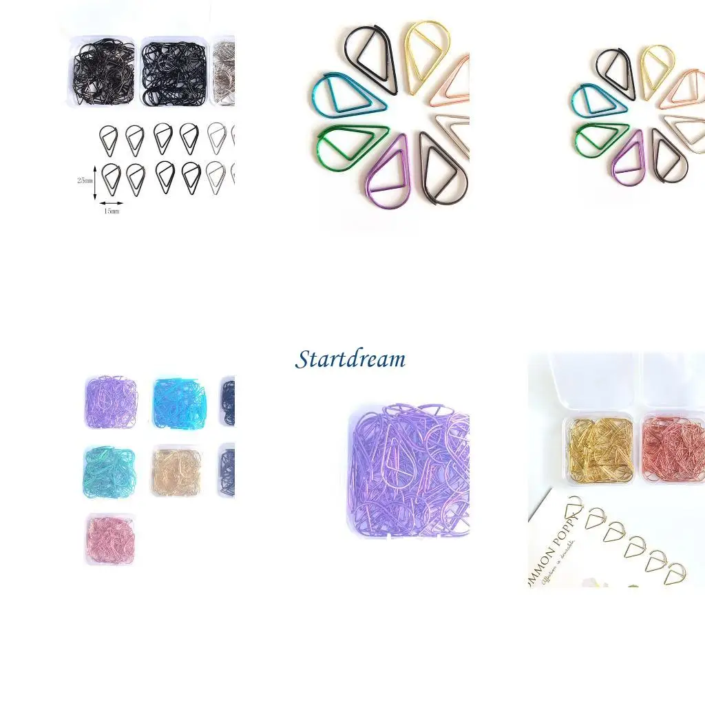 50 Pcs Metal Paper Clips Teardrop Office Clips Metal Decorative Paper Clips K92C
