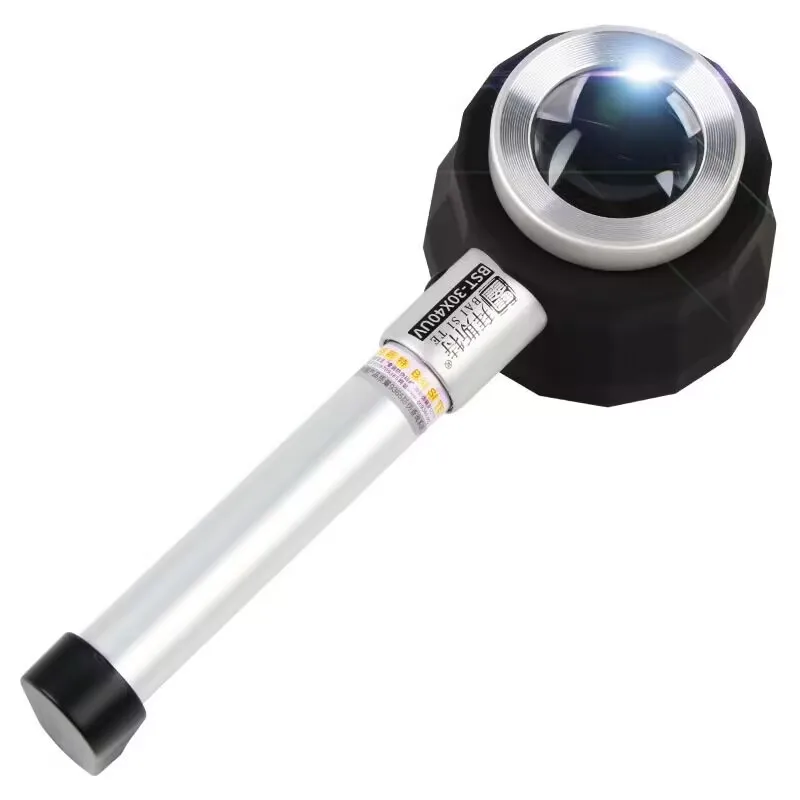 Lupas de mano iluminadas 10X/30X con escala de medida, luz LED UV para identificación de monedas de joyería textil