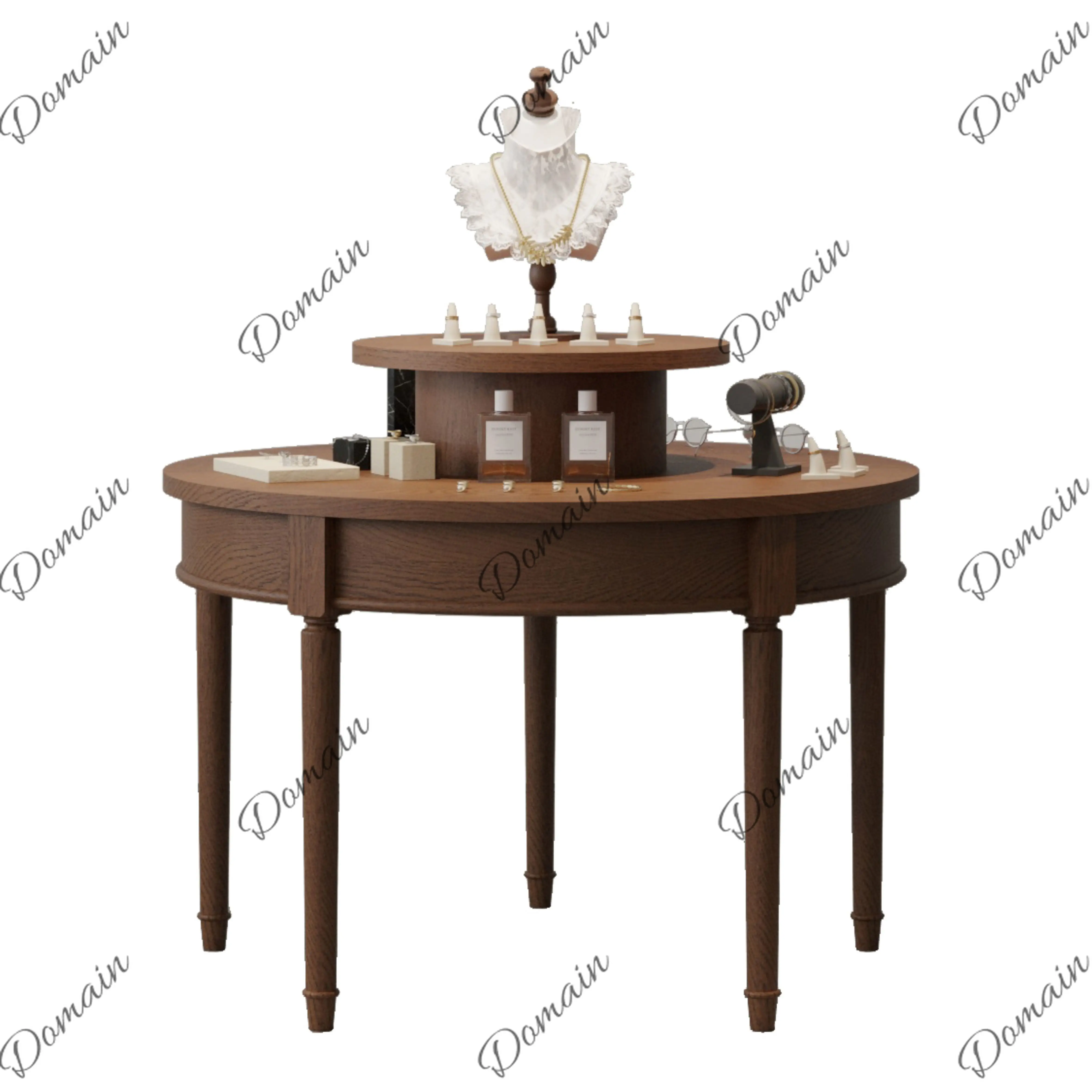 Fashion retro wooden Nakajima stand Display stand Commercial display props Design sense Display stand High and low round view 5