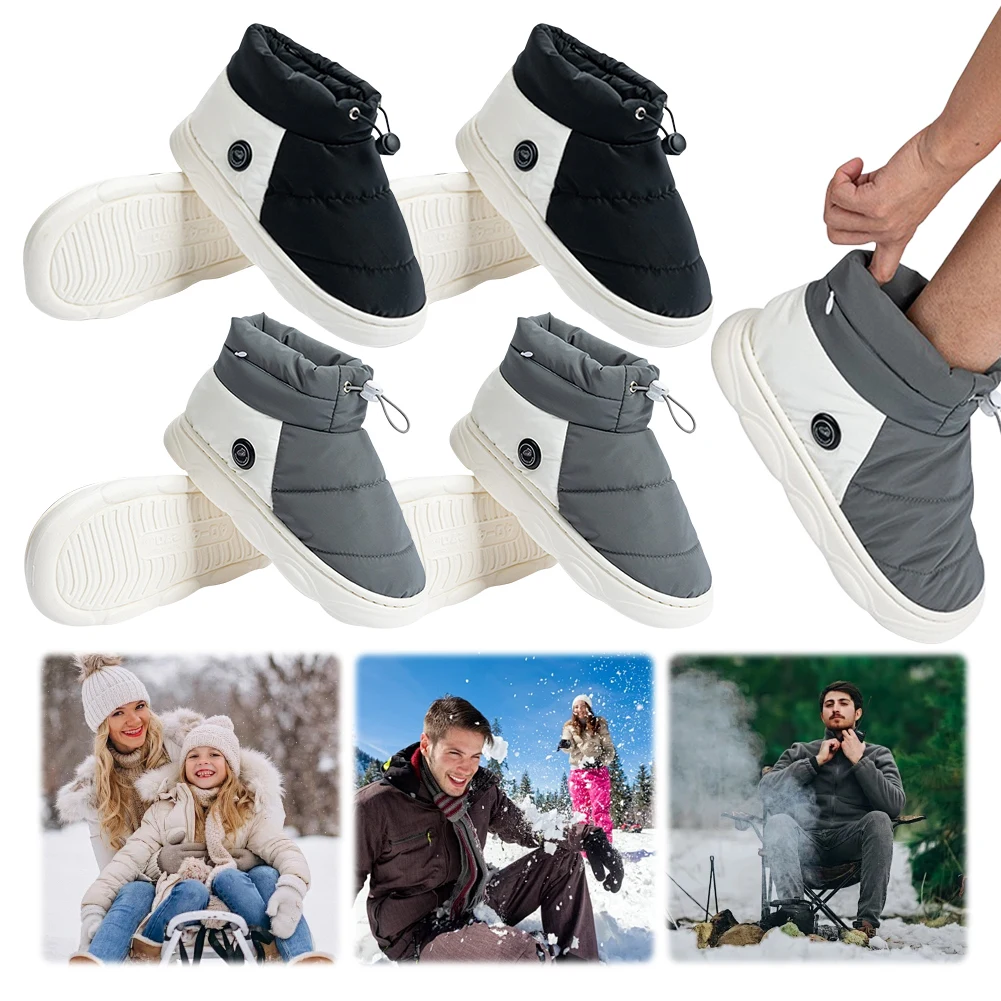 Calentador USB, zapatos para pies, zapatos más cálidos con 3 niveles de calefacción, zapatos térmicos para hombres y mujeres, botas de nieve cálidas para interiores, hogar y oficina