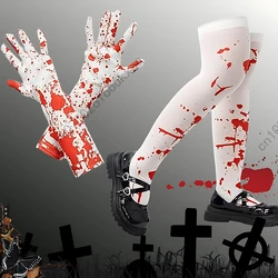 20Pairs Halloween Gloves  Scary Decorated  Blood Gloves Blood Socks  Party Costume Blood Mark Props  Halloween Decorative Prop