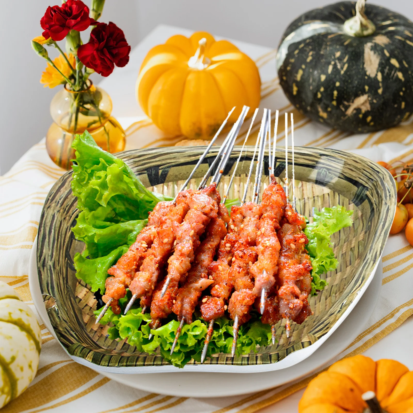 

2Pcs Bbq Plates Multi-Functional Food Storage Tray Portable Snack Fruit Plate Practical Use Plates Food Plate