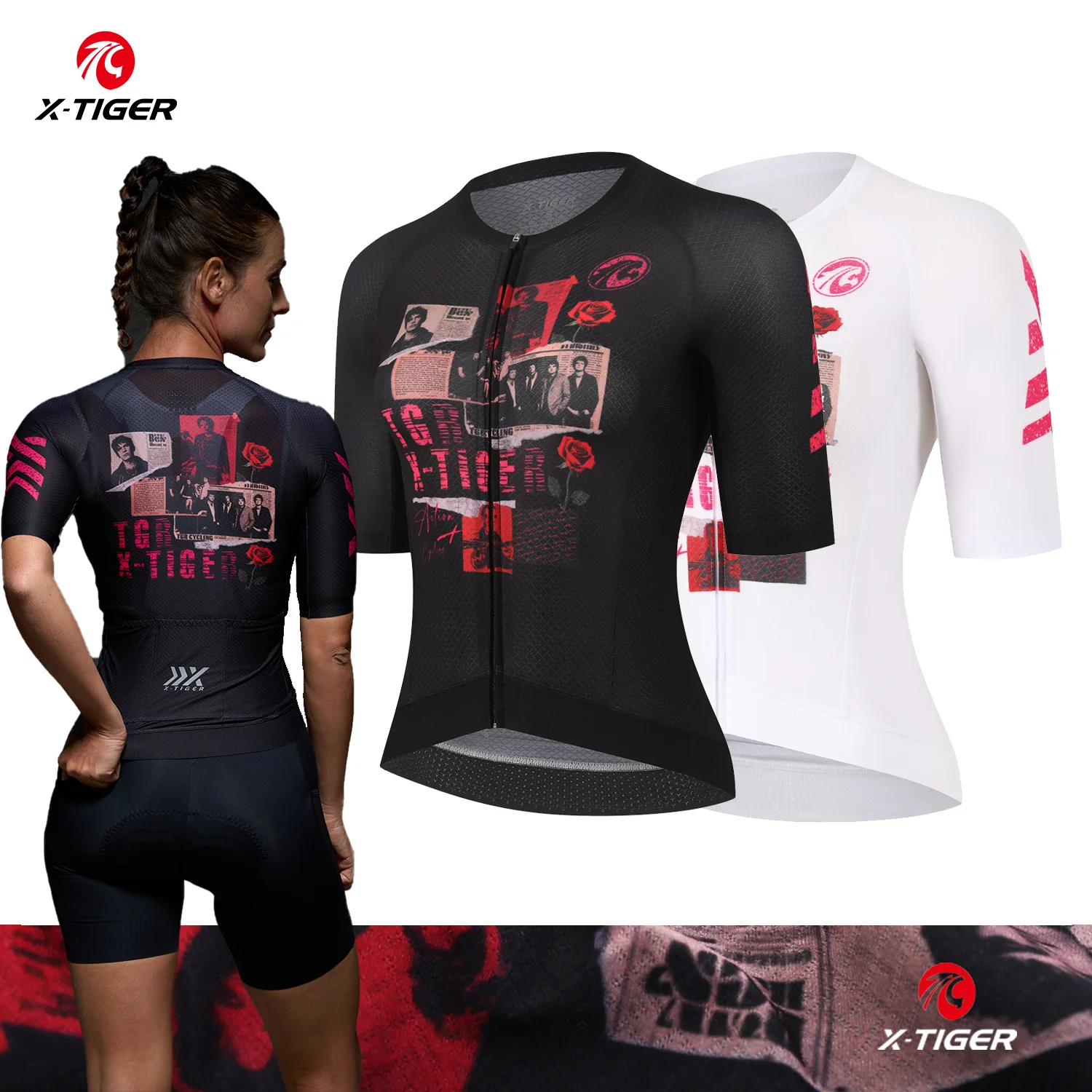 

Велосипедная майка X-TIGER Racing для женщин, легкая, с коротким рукавом, для велоспорта, облегающая, серия Boundless