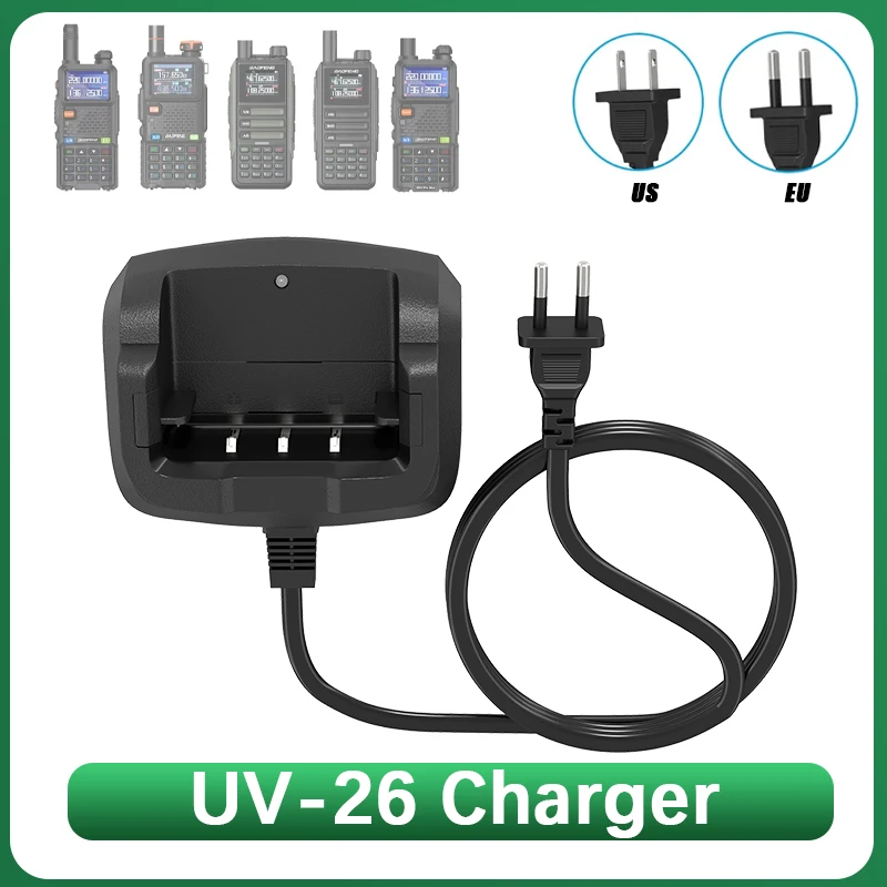 

Baofeng UV-26 Настольное зарядное устройство UV-16M Замена док-станции для зарядного устройства для аккумулятора Разъем США/ЕС K5 Plus 5RM UV-5RH Pro Аксессуары для радиоприемников