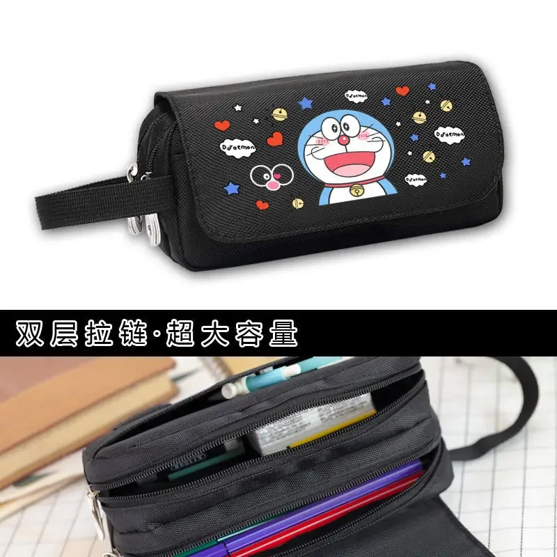 Doraemon Around Tinker Bell Support Stationery Box Pencil Case Male and Female Students Personality Graffiti Blue Fat Gift