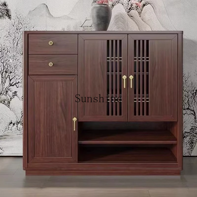 

TT new Chinese-style door-to-door door cabinet against the wall Solid wood Zen storage locker
