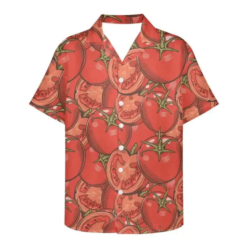 

Tomato Shirt For Men 3d Fruits Printed Short Sleeve Male Shirt Lapel Button Men's Clothing Casual Fashion Tops Oversized Tshirt