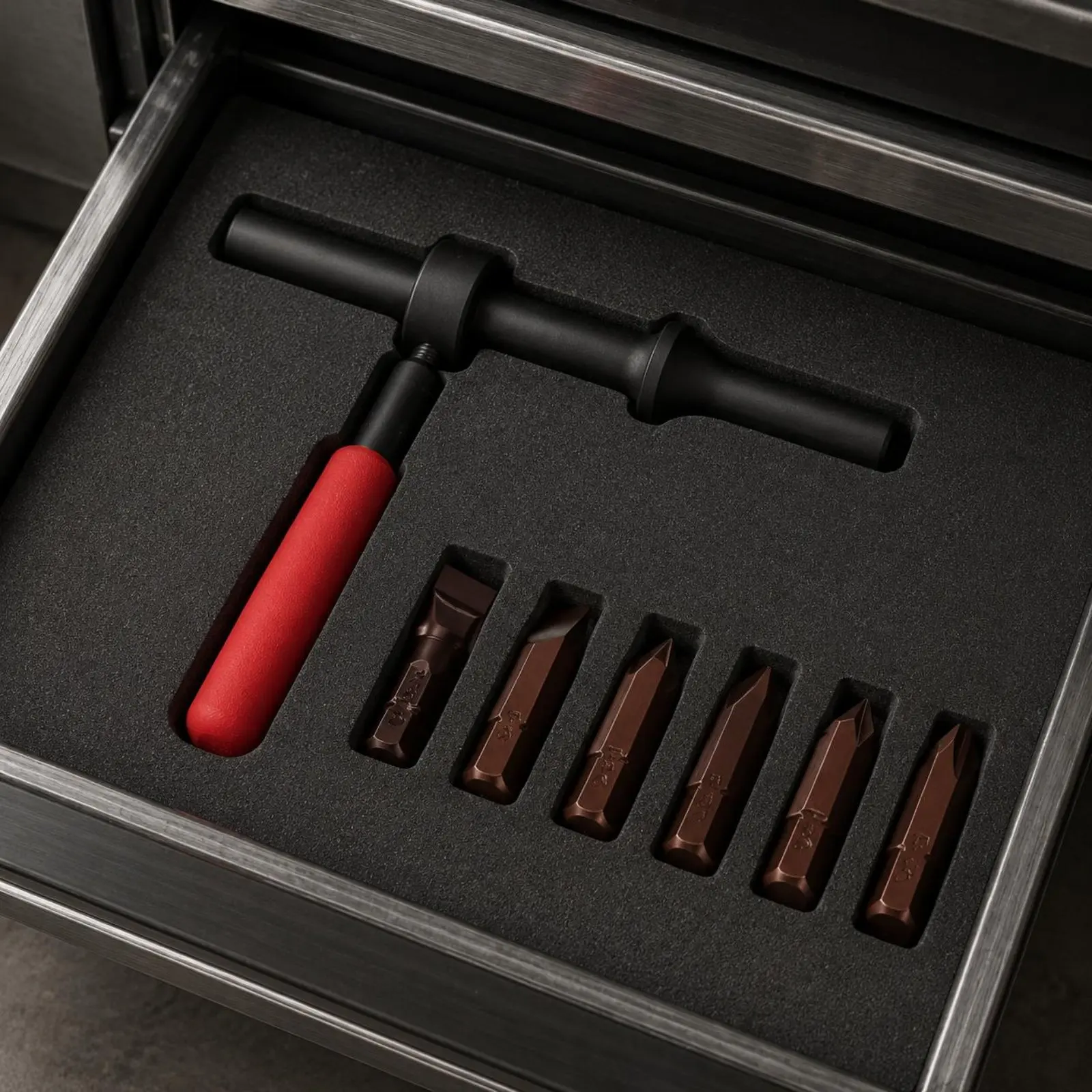 6 Pieces Air Percussion Screwdriver Set Rusted Fasteners Pneumatic Screw Extractor Phillips and Slotted Bit Set High Rotational