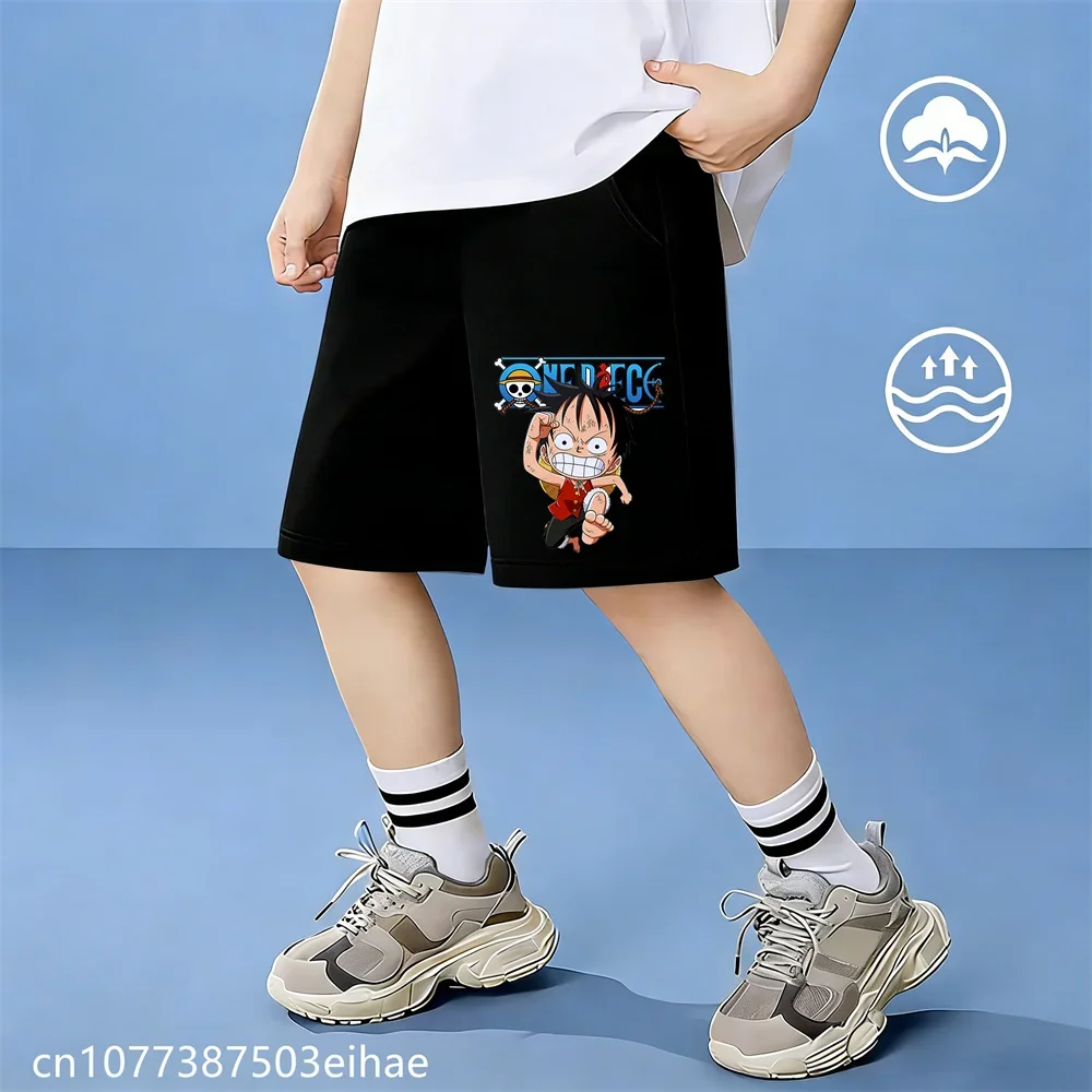 One Piece Children's Summer Cotton Comfortable Sweat-Resistant Fashionable Trendy Loose-Fitting Sports Shorts for Boys and Girls