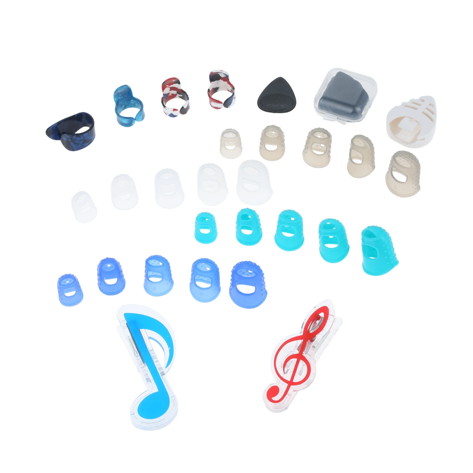 

Guitar Parts Silicone Finger Protectors Picks Finger Picks Pick Holder Music Book Page Clip Plastic Storage Box for Beginners