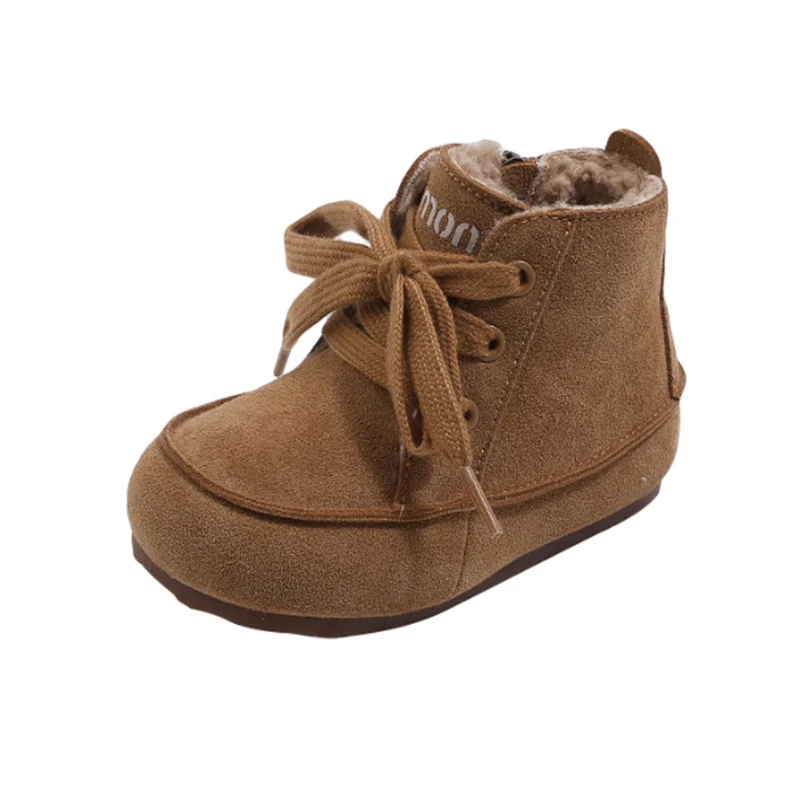 2026 New Winter Children Boots For Girls Genuine Leather Warm Plush Rubber Sole Toddler Sneakers Fashion Kids Boots EU22-30