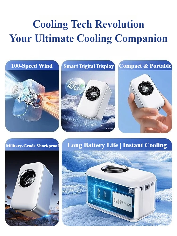 Eary Portable Mini Handheld Fan 100 Speeds Wind with Clip Lanyard 2000mAh Rechargeable 3-in-1 Hand/Desk/Neck Multifunction Fan - Image 4