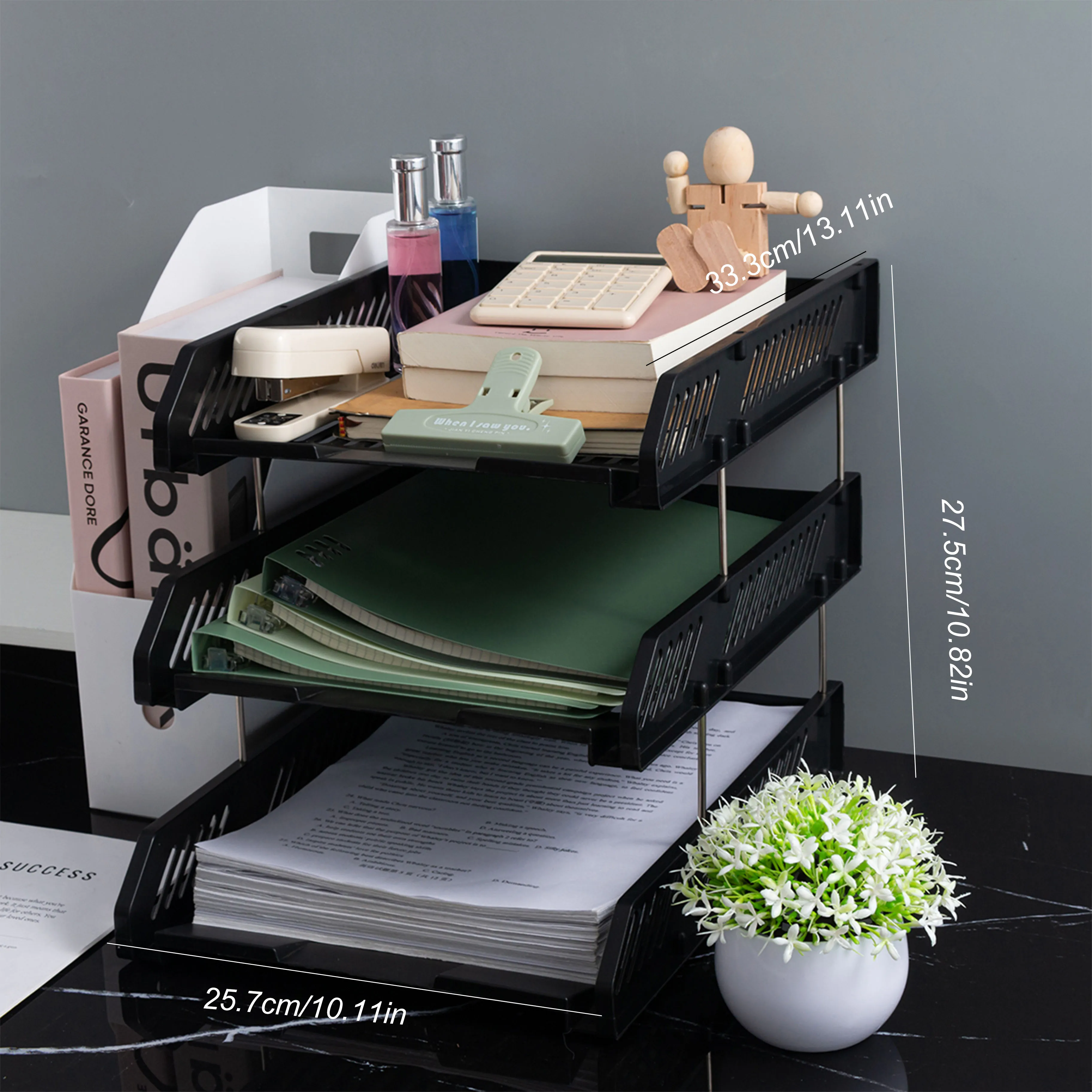 Three-Layer File Holder Horizontal File Rack Desktop File Tray Classification Organizer Information Rack Stationery Storage Tray