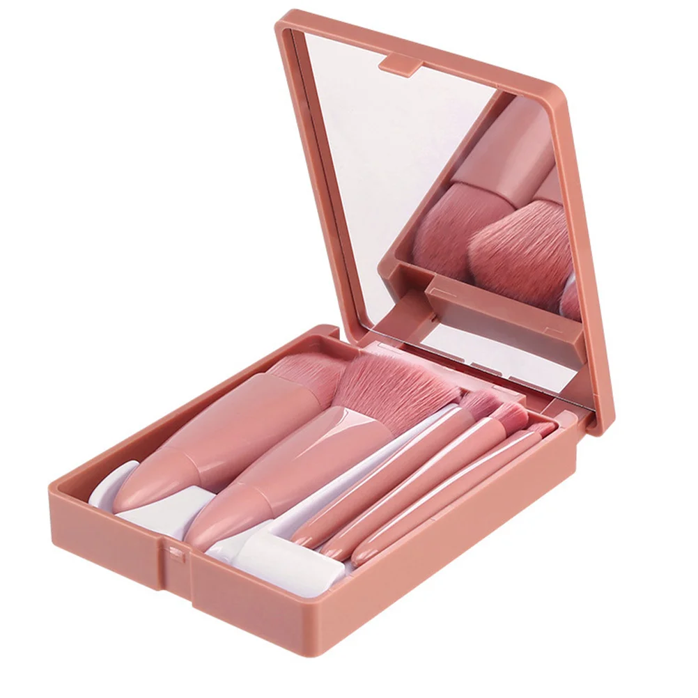 5Pcs Eye Makeup Brush Set Durable Fiber Wool Plastic Concealer Eyeshadow Foundation Blusher Powder Cream Application Gift