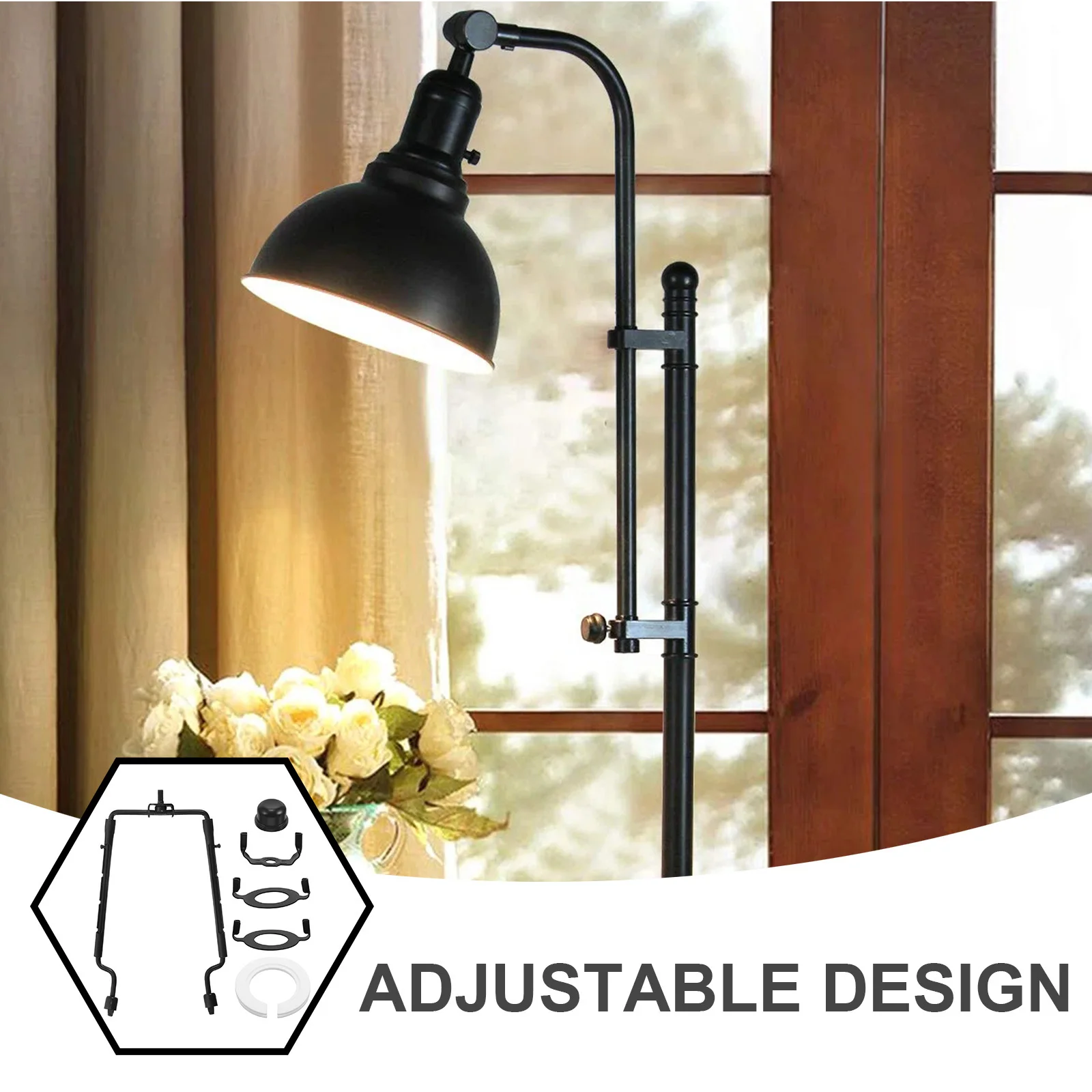 

Adjustable Lamp Harp Kit φ42 φ36 φ10 Holes Floor Table Lamps Shade Bracket Holder DIY Repair Parts Modern Style Work Light