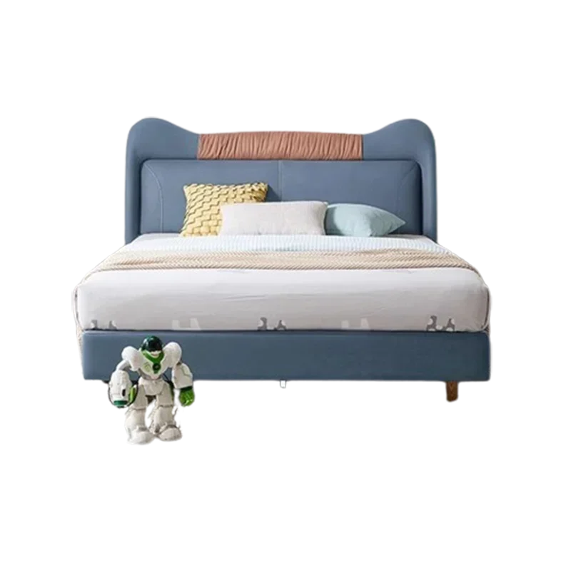 Simple Wood Childrens Bed Boys Room Green Fabric Childrens Bed Floor Night Stand Camas Moderrnas Inteligentes Home Furniture