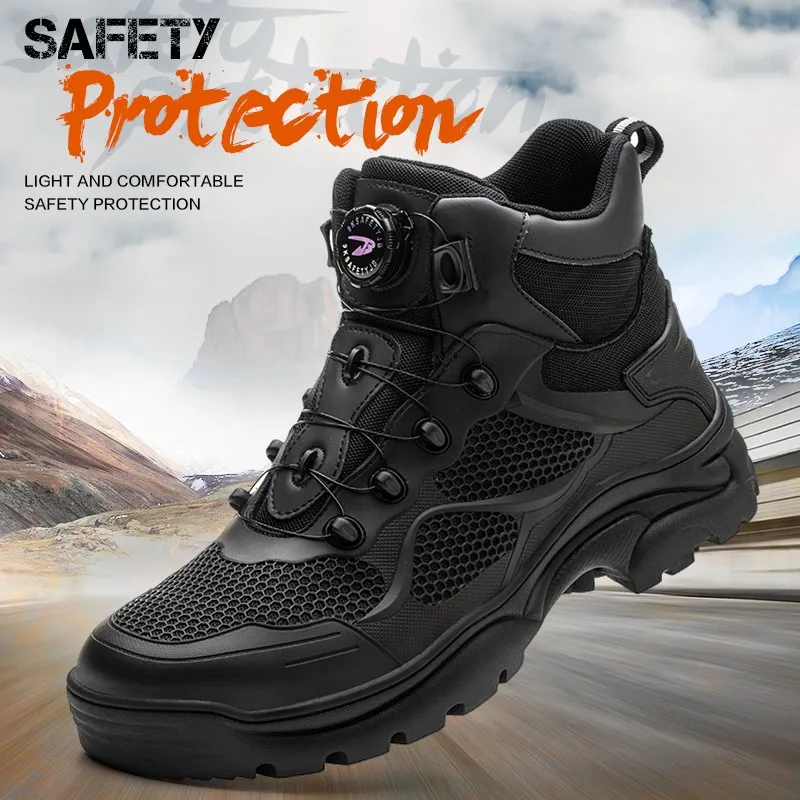 2023 New Men's Safety Shoes High Top Boots Zapatos De Seguridad Anti-smash Anti-puncture Steel Toe Sepatu Protect Shoes