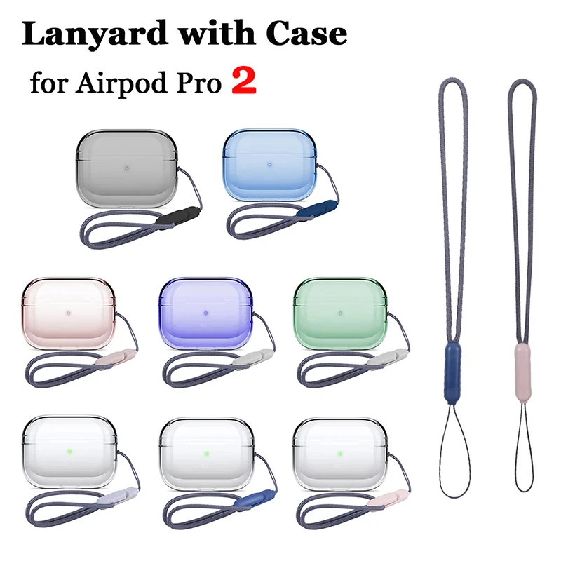 Soft TPU Case Cover For Apple Airpods Pro 2 Generation Silicone Protection Case with Lanyard For Apple AirPods Pro 2 Accessories