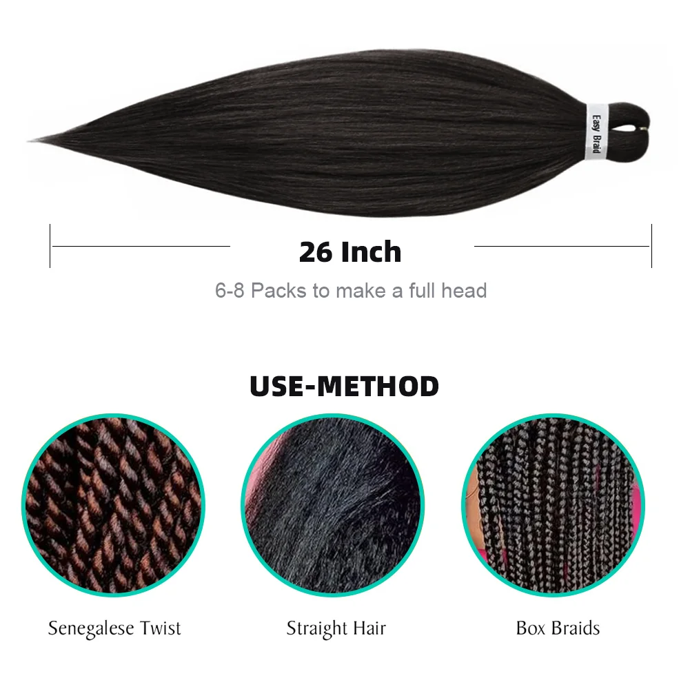 Extensiones de cabello trenzado para mujeres africanas, cabello sintético liso y rizado, trenzas Jumbo preestiradas, 90g, Ombre