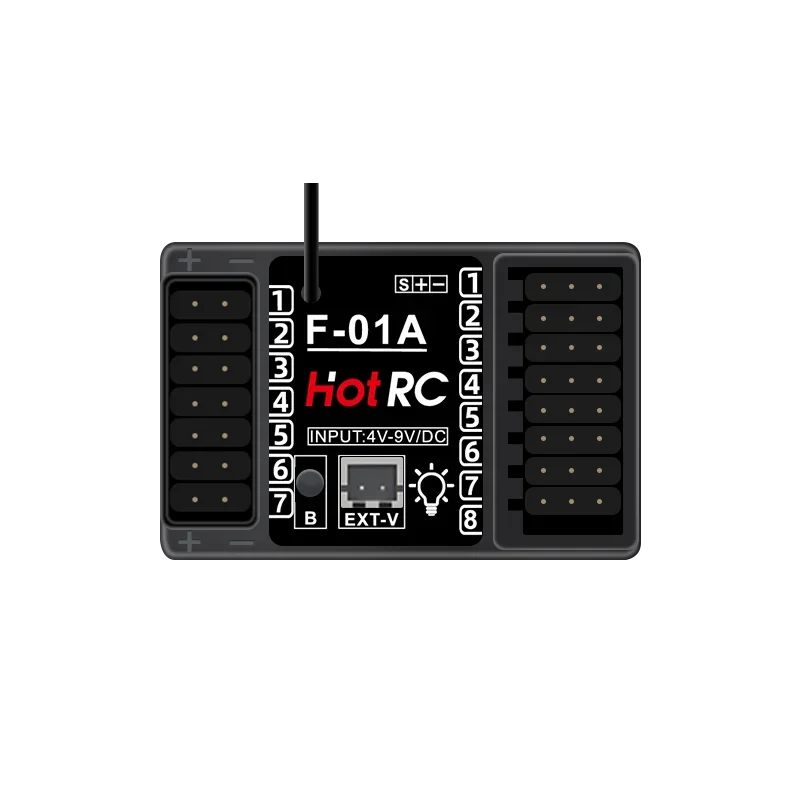 HOTRC F-01A F-01AT 8 Channel 2.4G 8CH Gyro Voltage Return PWM Light Control Receiver for RC Car Aircraft Tank Boat Transmitter
