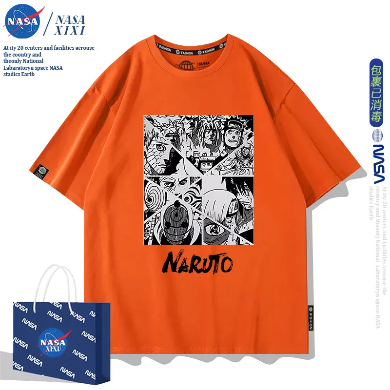 Children's T-shirt Trendy Brand Pure Cotton New Item Naruto Co Branded Cartoon Printed Parent-child Casual Short Sleeved Shirt