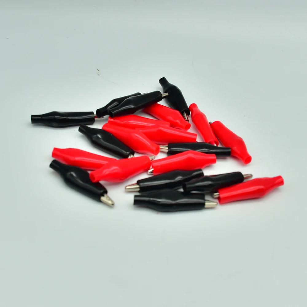 20pcs28MM Metal Alligator Clip G98 Crocodile Electrical Clamp Testing Probe Meter Black Red with Plastic Boot Car Auto Battery