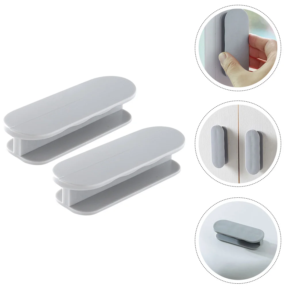 

4pcs Self-Adhesive Cabinet Handles Light Grey Corrosion Resistant Smooth No Burr Easy Install Drawer Pulls Refrigerator Handle