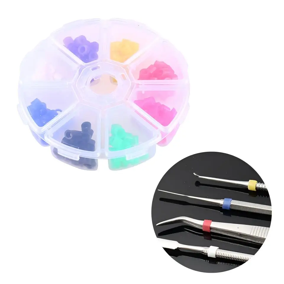 160Pcs Dental Silicone Identification Rings Autoclavable Instrument Coding Loops Multicolor Dental Lab Surgical Tools
