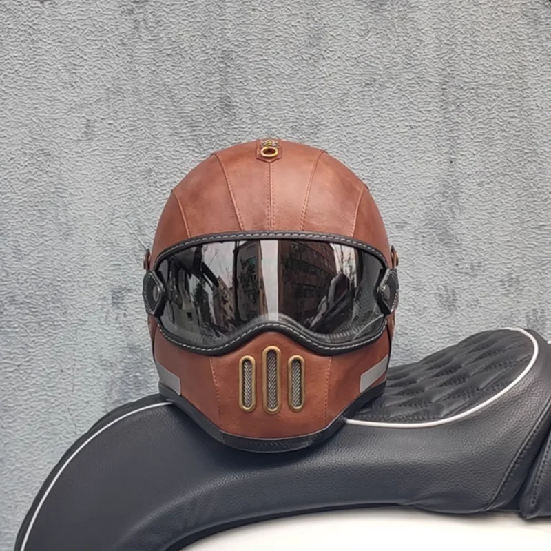 

ECE Safety Certified Vintage Glass Fiber Full Face Motorcycle Helmet Lightweight Construction for Enhanced Riding Experience