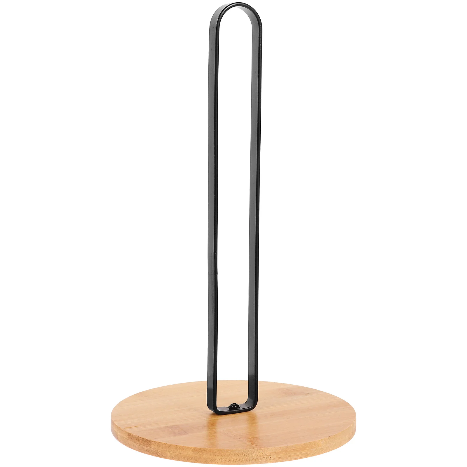 حامل لفائف الورق المعدنية الخشبية تصميم عمودي غير قابل للانزلاق أسفل المطبخ الحمام منشفة حامل كونترتوب حامل المناشف الورقية